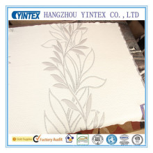 Tissu tissé par polyester de jacquard de fleur blanche pour le textile à la maison